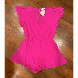 Pink V-Neck Romper